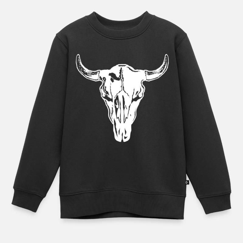 Crâne de taureau - Sweat Premium enfant bio - noir