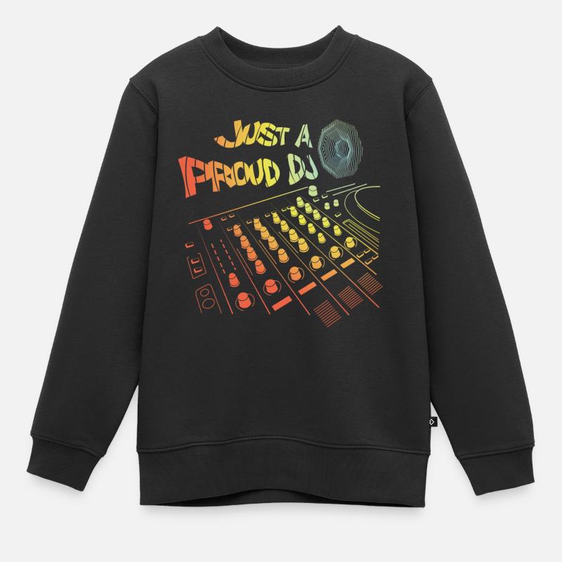 Just a proud DJ Disco Disc Jockey Pulse Techno - Kids Premium Organic Sweatshirt - black