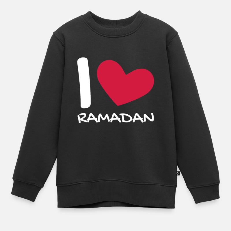 Ich liebe Ramadan Geschenk Herz - Kinder Premium Organic Sweatshirt - Schwarz