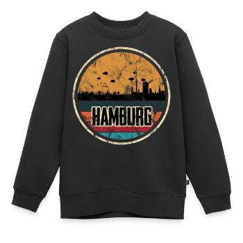 Hamburg Skyline City - Retro Vintage - Kinder Premium Organic Sweatshirt - Schwarz - Vorne - AI Model Kid Female (0cm)