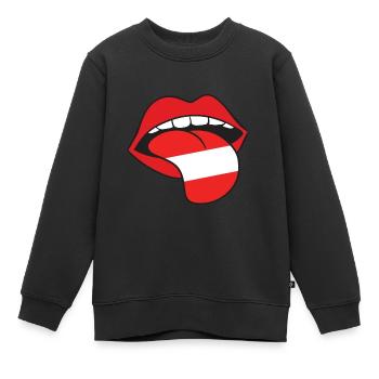 Bouche langue drapeau autriche cadeau rock'n'roll - Sweat Premium enfant bio - noir - Devant - AI Model Kid Female (0cm)