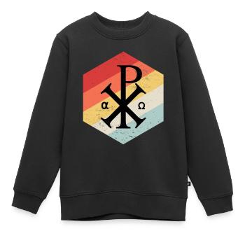 Jesus Chi Rho Das Christusmonogramm - Kinder Premium Organic Sweatshirt - Schwarz - Vorne - AI Model Kid Female (0cm)
