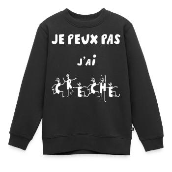 je peux pas j'ai creche - Sweat Premium enfant bio - noir - Devant - AI Model Kid Female (0cm)