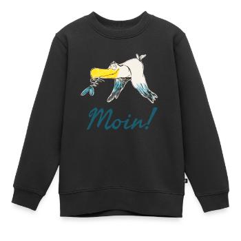 Lustige Moin Möwe von Volker Ernsting - Kinder Premium Organic Sweatshirt - Schwarz - Vorne - AI Model Kid Female (0cm)