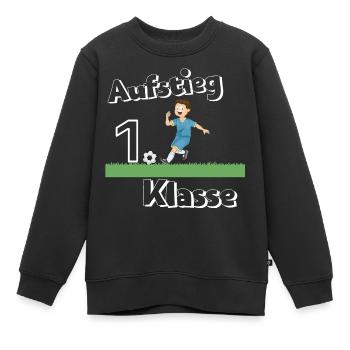 Schulanfang Einschulung 1. Klasse Fußball Aufstieg - Kinder Premium Organic Sweatshirt - Schwarz - Vorne - AI Model Kid Female (0cm)