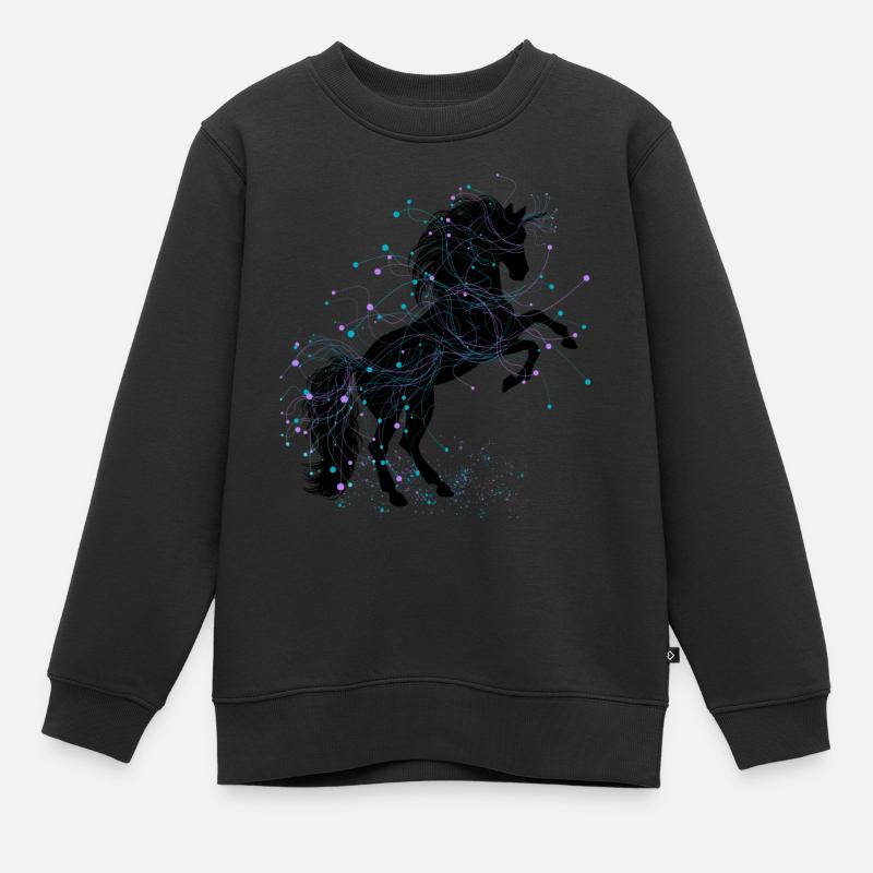 Licorne - Sweat Premium enfant bio - noir