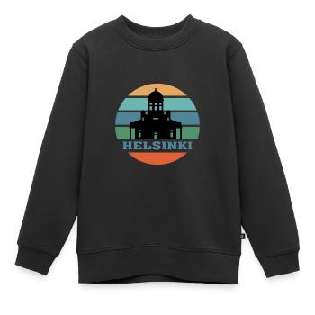 Helsinki City Skyline Finland Landmark - Kids Premium Organic Sweatshirt - black - Front - AI Model Kid Female (0cm)