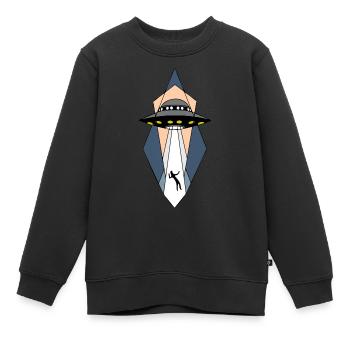UFO Alien Spaceship - Außerirdisch Cool - Kinder Premium Organic Sweatshirt - Schwarz - Vorne - AI Model Kid Female (0cm)