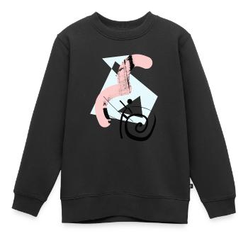 Formes géométriques abstraites & shapes - Sweat Premium enfant bio - noir - Devant - AI Model Kid Female (0cm)