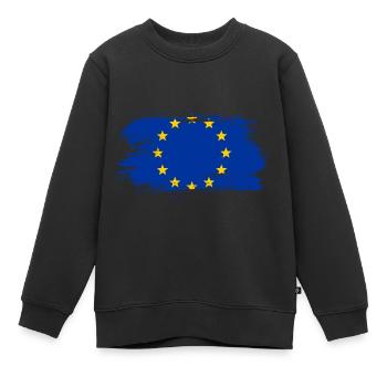 Europa Flagge - Kinder Premium Organic Sweatshirt - Schwarz - Vorne - AI Model Kid Female (0cm)