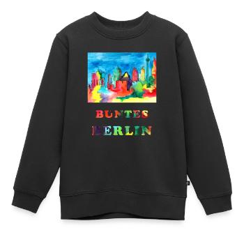 Buntes Berlin - Aquarellskizze Wahrzeichen Berlins - Kinder Premium Organic Sweatshirt - Schwarz - Vorne - AI Model Kid Female (0cm)