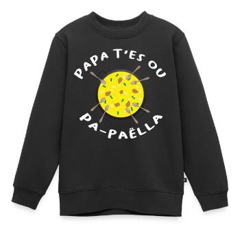 Papa paëlla. Cuisine du chef ! Humour famille - Sweat Premium enfant bio - noir - Devant - AI Model Kid Female (0cm)