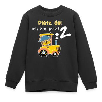 Platz da gelber Traktor Katze 2 Jahre Geburtstag - Kinder Premium Organic Sweatshirt - Schwarz - Vorne - AI Model Kid Female (0cm)