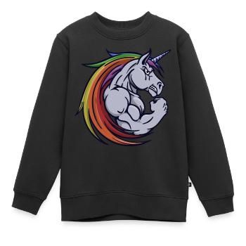 Motivation Building Muscle Gym Training Gym - Sweat Premium enfant bio - noir - Devant - AI Model Kid Female (0cm)