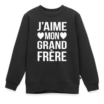 J'aime mon grand frère - Sweat Premium enfant bio - noir - Devant - AI Model Kid Female (0cm)
