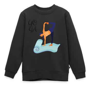 YOGA - Kids Premium Organic Sweatshirt - black - Front - AI Model Kid Female (0cm)