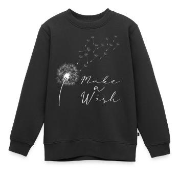 Make a wish Pusteblume Löwenzahn Leichtigkeit - Kinder Premium Organic Sweatshirt - Schwarz - Vorne - AI Model Kid Female (0cm)