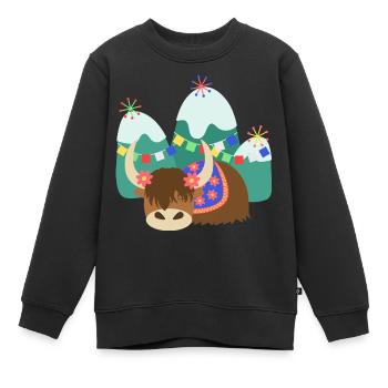 Yak tibétain endormi - Sweat Premium enfant bio - noir - Devant - AI Model Kid Female (0cm)