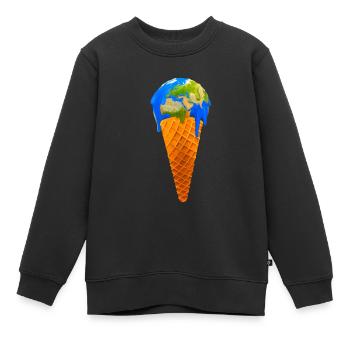 Global Warming Earth Ice cream - Kinder Premium Organic Sweatshirt - Schwarz - Vorne - AI Model Kid Female (0cm)