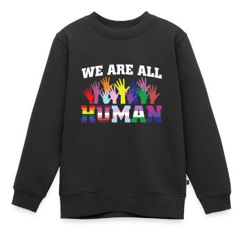 Contre le racisme - Sweat Premium enfant bio - noir - Devant - AI Model Kid Female (0cm)