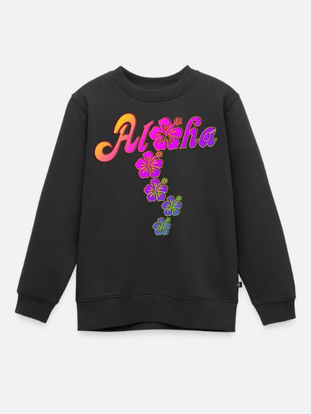 Aloha Hibiscus Blossoms - colored fill - Kinder Premium Organic Sweatshirt - Schwarz