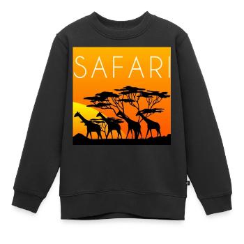 safari avec girafes, safari, girafes - Sweat Premium enfant bio - noir - Devant - AI Model Kid Female (0cm)