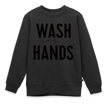 Lavez-vous les mains - Sweat Premium enfant bio - noir - Devant - AI Model Kid Female (0cm)