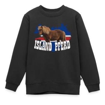 Cheval d’Islande avec drapeau et cheval - Sweat Premium enfant bio - noir - Devant - AI Model Kid Female (0cm)