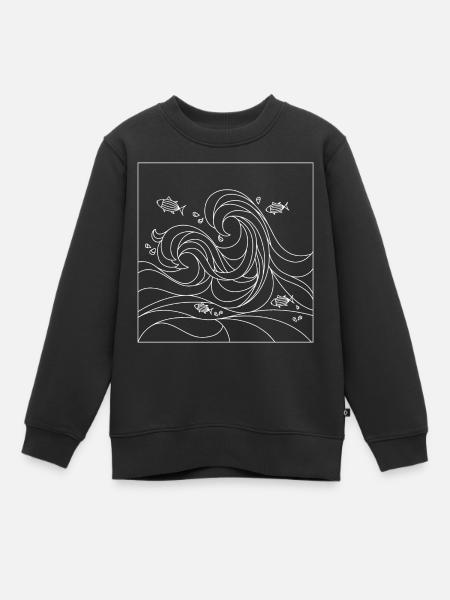 océan géométrique - Sweat Premium enfant bio - noir