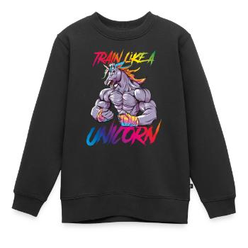 Einhorn training power fitness coloré - Sweat Premium enfant bio - noir - Devant - AI Model Kid Female (0cm)