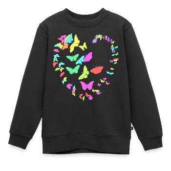 Herz aus Schmetterlingen - uni - Kinder Premium Organic Sweatshirt - Schwarz - Vorne - AI Model Kid Female (0cm)