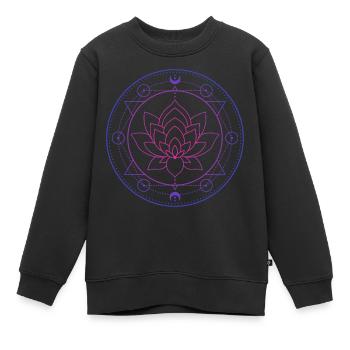 Lotus Lune Géométrie sacrée - Sweat Premium enfant bio - noir - Devant - AI Model Kid Female (0cm)