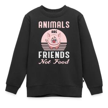 Vegan Veganer Veganerin Vegetarier Geschenkidee - Kinder Premium Organic Sweatshirt - Schwarz - Vorne - AI Model Kid Female (0cm)