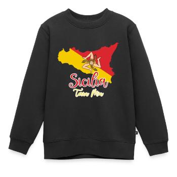 Sicile Terra Mia - Sweat Premium enfant bio - noir - Devant - AI Model Kid Female (0cm)