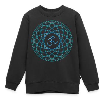 Géométrie sacrée avec symbole Om - Sweat Premium enfant bio - noir - Devant - AI Model Kid Female (0cm)