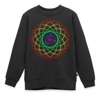 Géométrie sacrée avec symbole Om - Sweat Premium enfant bio - noir - Devant - AI Model Kid Female (0cm)