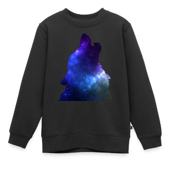 Galaxie Wolf blau - Kinder Premium Organic Sweatshirt - Schwarz - Vorne - AI Model Kid Female (0cm)