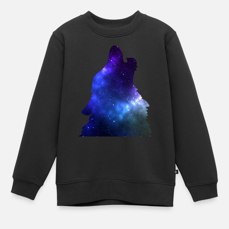 galaxie loup bleu - Sweat Premium enfant bio - noir