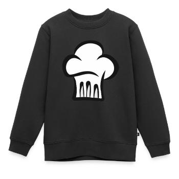 Chapeau de chef cuisinier chef étoilé hobby cuisinier - Sweat Premium enfant bio - noir - Devant - AI Model Kid Female (0cm)