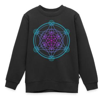 Merkaba Géométrie sacrée - Sweat Premium enfant bio - noir - Devant - AI Model Kid Female (0cm)