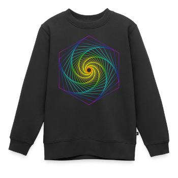 Sacred Geometry Spiral Rainbow - Kids Premium Organic Sweatshirt - black - Front - AI Model Kid Female (0cm)