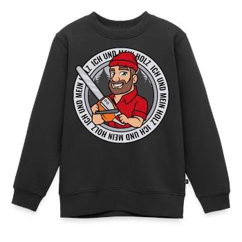 Ich und mein Holz Holzfäller Kettensäge Holz - Kinder Premium Organic Sweatshirt - Schwarz - Vorne - AI Model Kid Female (0cm)