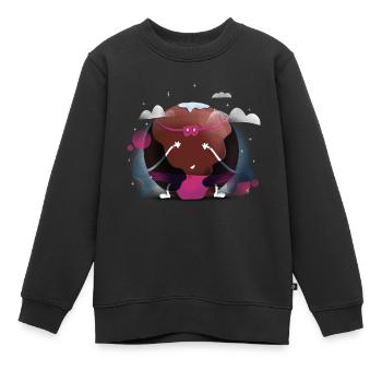 Planet - Superheld Charakter - Kinder Premium Organic Sweatshirt - Schwarz - Vorne - AI Model Kid Female (0cm)