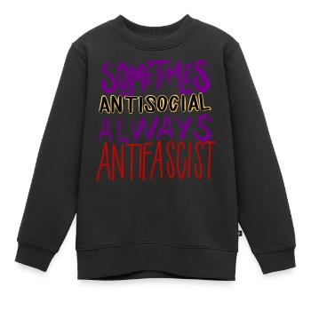 ANTISOCIAL ANTIFASCIST - Kinder Premium Organic Sweatshirt - Schwarz - Vorne - AI Model Kid Female (0cm)