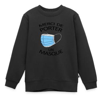 Merci de porter un masque. Protection covid 19 - Sweat Premium enfant bio - noir - Devant - AI Model Kid Female (0cm)