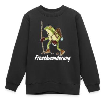 Froschwanderung, Frösche Kröte Wandern Amphibien - Kinder Premium Organic Sweatshirt - Schwarz - Vorne - AI Model Kid Female (0cm)