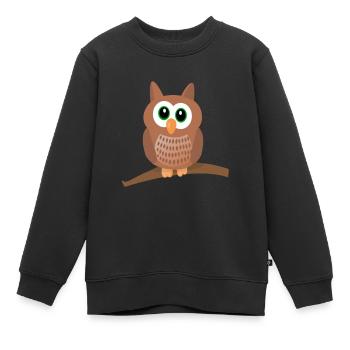 Eule Uhu süß - Kinder Premium Organic Sweatshirt - Schwarz - Vorne - AI Model Kid Female (0cm)