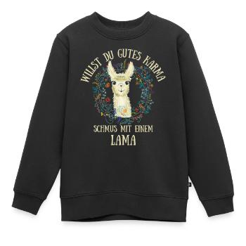 Willst Du gutes Karma schmus mit einem Lama! Glück - Kinder Premium Organic Sweatshirt - Schwarz - Vorne - AI Model Kid Female (0cm)