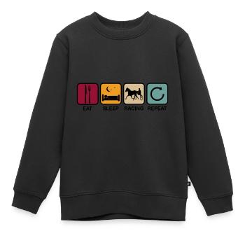 Trabrennen Eat Sleep Spruch Retro Vintage Lustig - Kinder Premium Organic Sweatshirt - Schwarz - Vorne - AI Model Kid Female (0cm)