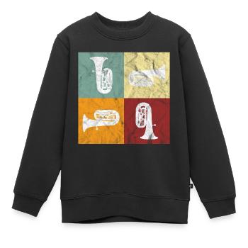 tuba - Sweat Premium enfant bio - noir - Devant - AI Model Kid Female (0cm)